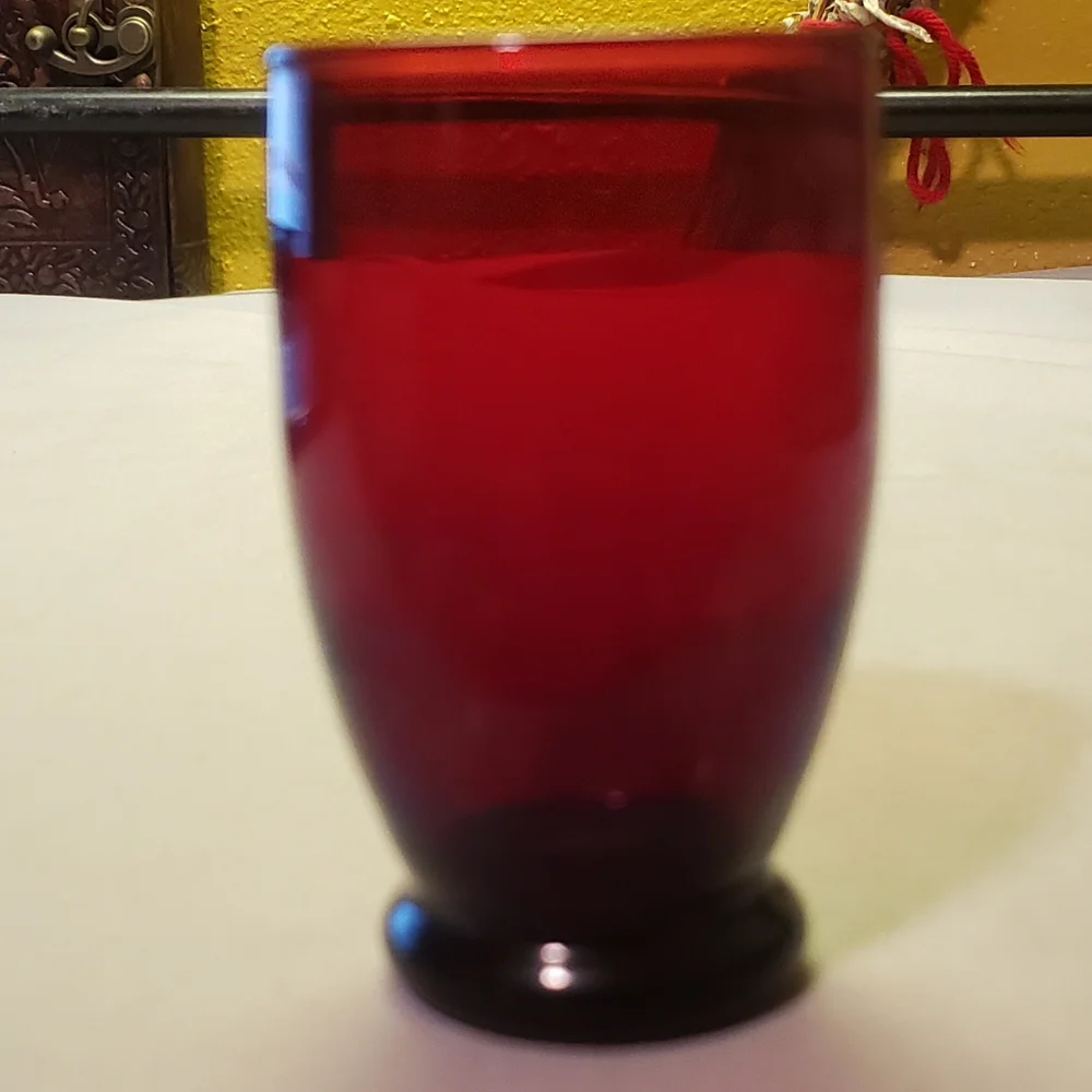 Vtg Juice Glass Baltic Royal Red/Anchor Hocking
